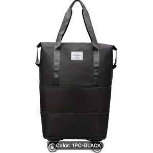Stylish Black Tote Bag with Wheels